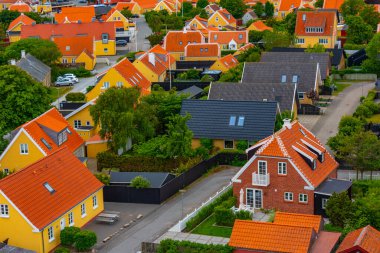 Danimarka 'nın Skagen kasabasının hava manzarası.