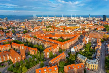 Danimarka şehri Aarhus 'un Panorama manzarası.