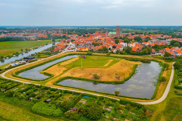 Panorama view of Ribe castle in Denmark.
