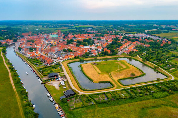 Panorama view of Ribe castle in Denmark.