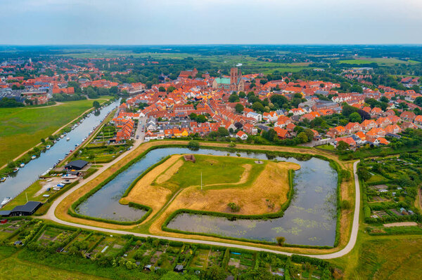 Panorama view of Ribe castle in Denmark.