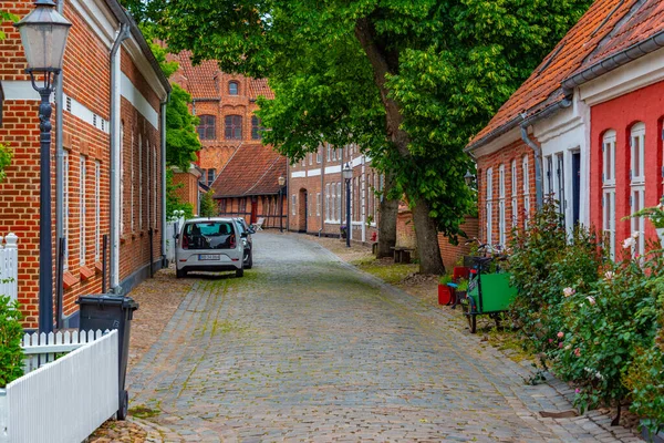 Historische Straat Het Centrum Van Ribe Denemarken — Stockfoto