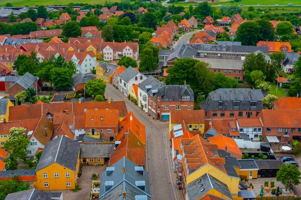 stock image Aerial view of Danish town Ribe.