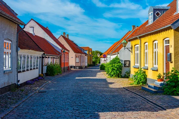 Färgglada Gatan Danska Staden Ebeltoft — Stockfoto