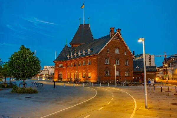 Нічний Вид Будинок Толдбоден Орхусі Данія — стокове фото