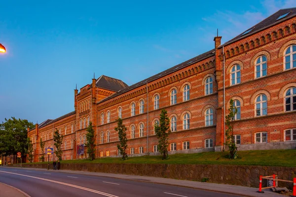 Sunset View Aarhus Music School Denmark — стокове фото