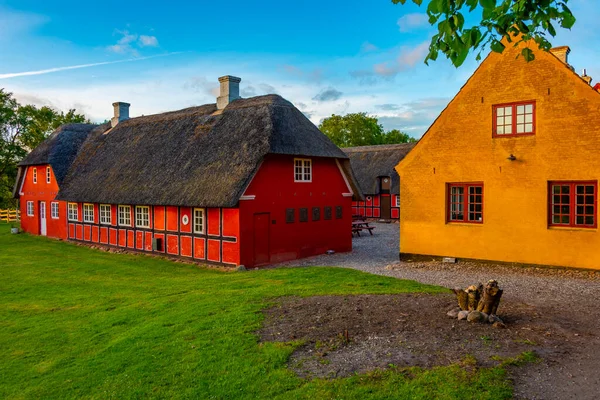 Casas Viking Reconstruídas Centro Viking Fyrkat Dinamarca — Fotografia de Stock