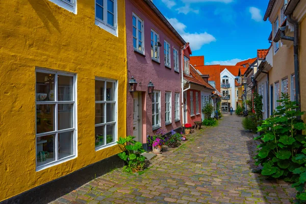 Rua Colorida Cidade Dinamarquesa Aalborg — Fotografia de Stock