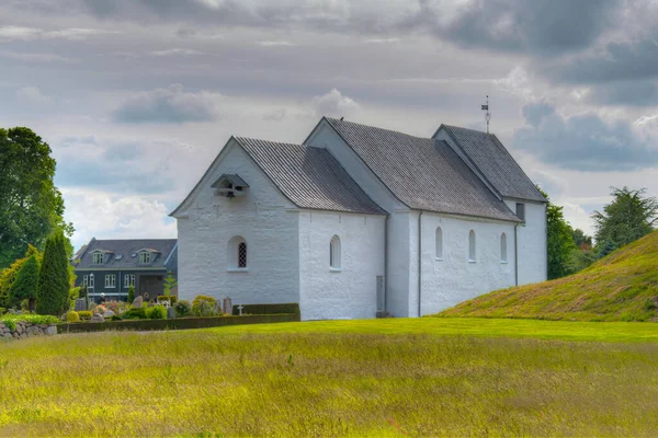 stock image White Jelling church in Denmark.