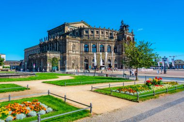 Dresden, Almanya 'da Semperoper Görünümü.