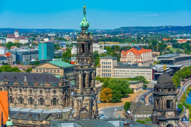 Alman kasabası Dresden 'in hava manzarası.