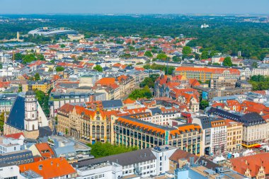 Almanya 'da Marktplatz Meydanı ile Dresden' in Panorama manzarası.