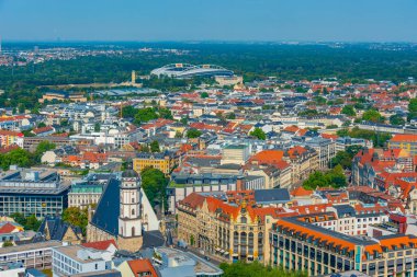 Almanya 'da Marktplatz Meydanı ile Dresden' in Panorama manzarası.