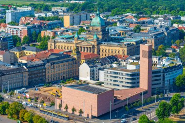 Federal İdare Mahkemesi 'nin ve Leipzig, Almanya' daki komşularının Panorama görüşü.