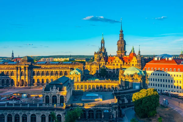 Aerial View Historical City Centr German Town Dresden Sunset — Stock Photo, Image