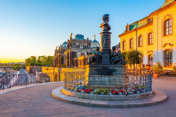 Stock image Sunrise view of Borhlsche terrasse at German town Dresden.