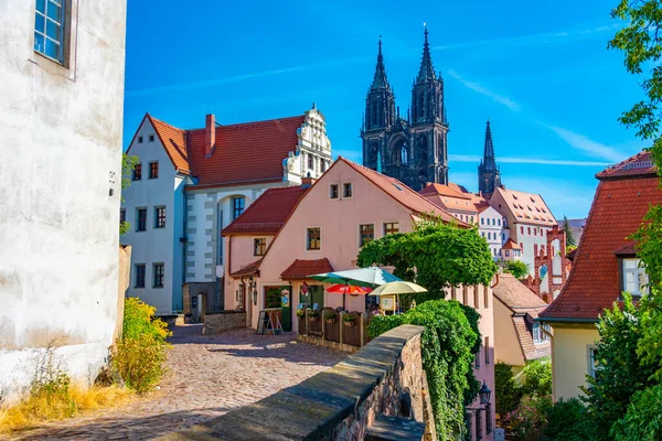 Średniowieczna Ulica Starym Mieście Meissen Niemcy — Zdjęcie stockowe