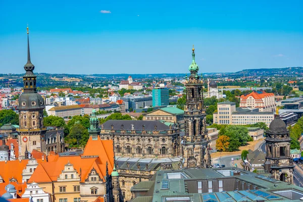 stock image Aerial view of German town Dresden.