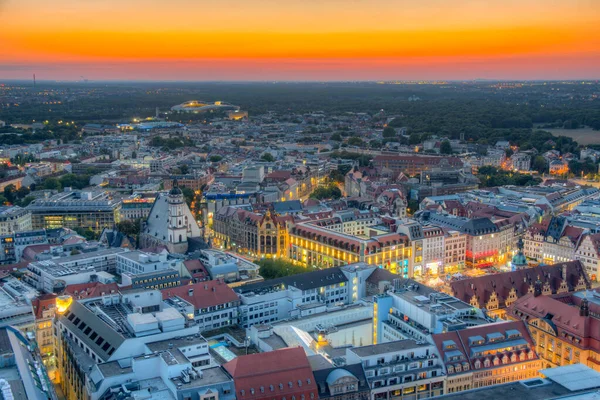 Vista Panorâmica Pôr Sol Dresden Com Praça Marktplatz Alemanha — Fotografia de Stock
