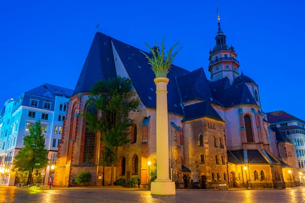 stock image Sunrise view of Saint Nicholas church in Leipzig, Germany.