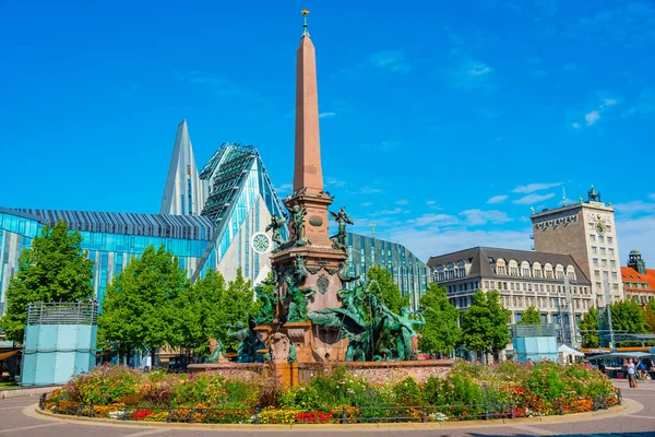 Stock image View of Mendebrunnen fountain in German town Leipzig.