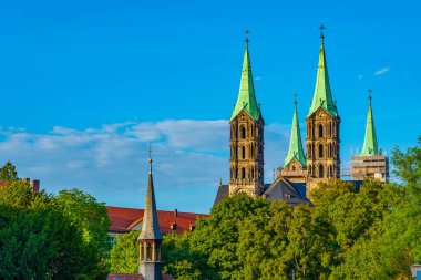 Alman kasabası Bamberg 'deki katedral manzarası.