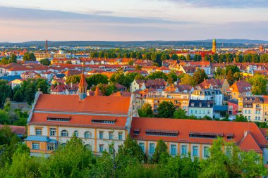 Alman şehri Bamberg 'in günbatımı manzarası.