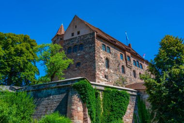 Nurnberg, Almanya 'daki Kaiserburg şatosunun manzarası.