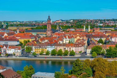 Alman şehri Wurzburg Panorama Manzarası.