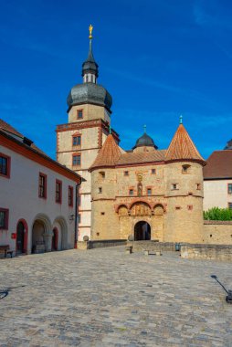 Wurzburg, Almanya 'daki Marienberg kalesinin iç avlusu..