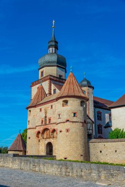 Wurzburg, Almanya 'daki Marienberg kalesinin iç avlusu..