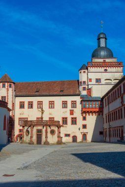 Wurzburg, Almanya 'daki Marienberg kalesinin iç avlusu..