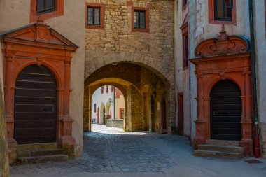 Wurzburg, Almanya 'daki Marienberg kalesinin iç avlusu..