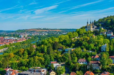 Alman kasabası Wurzburg 'un hava manzarası.
