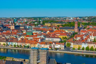 Alman şehri Wurzburg Panorama Manzarası.