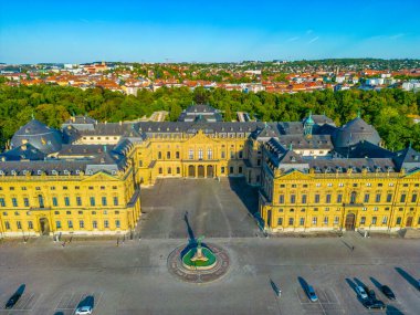 Almanya 'daki Wurzburger Residenz' in hava görüntüsü.