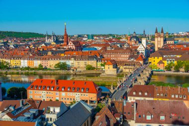 Panorama view of German town Wurzburg. clipart