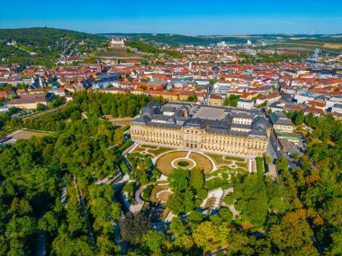 Alman şehri Wurzburg ve Residenz Sarayı Panorama manzaralı.