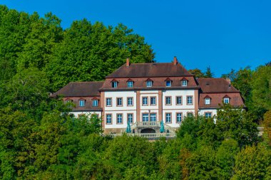 Alman kasabası Wurzburg 'da renkli bir villa.