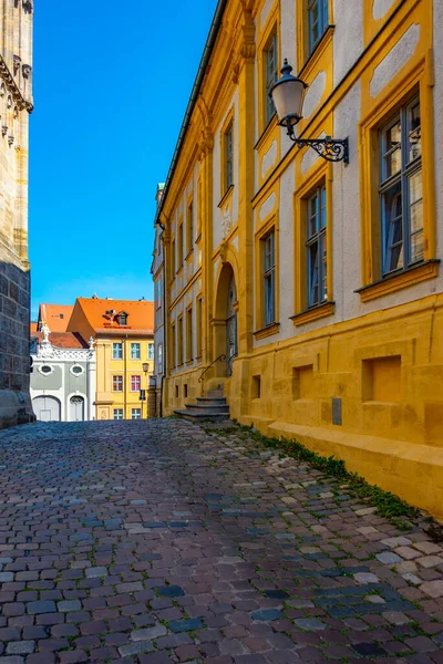 Widok Ulicę Starym Mieście Niemieckiego Miasta Bamberg — Zdjęcie stockowe