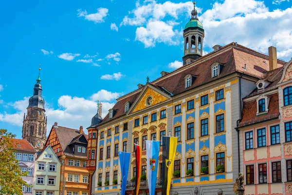 stock image Town hall at Marktplatz square in the old town of German town Coburg.