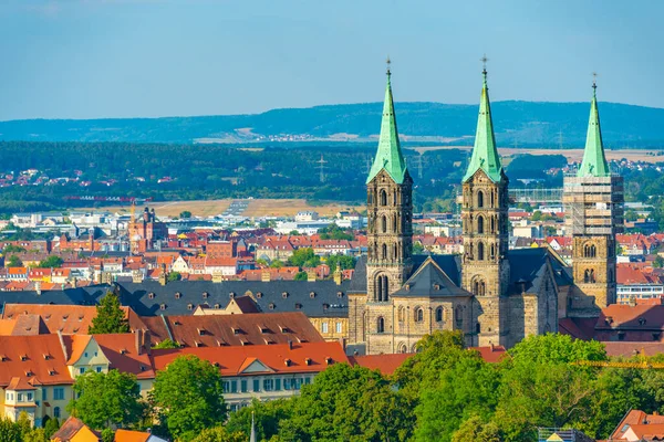 Vista Panorámica Ciudad Alemana Bamberg Con Cuatro Agujas Catedral —  Fotos de Stock
