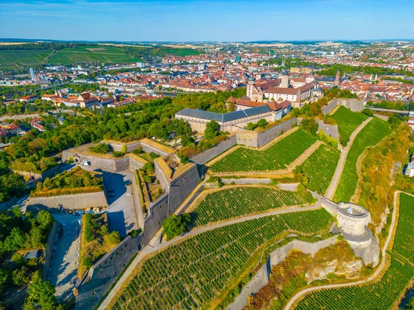 stock image Aerial view of Marienberg fortress in Wurzburg, Germany.