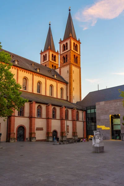 Almanya 'daki Wurzburger Katedrali' nin gün batımı manzarası.