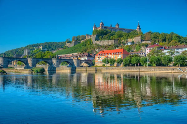 stock image Panorama view of Marienberg fortress in Wurzburg, Germany.