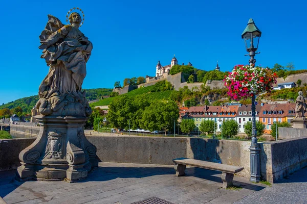 stock image Marienberg fortress viewed from Mainbrcke in Wurzburg, Germany.