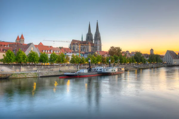 Sunset View Old Town Regensburg Germany — Stock Photo, Image