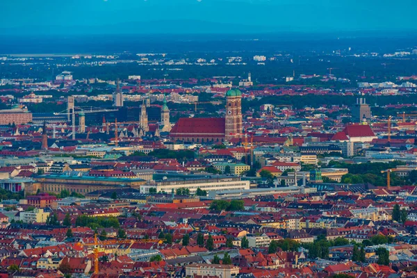 Zonsondergang Panorama Van Duitse Stad Munchen — Stockfoto
