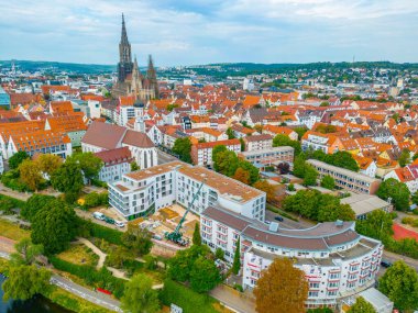 Alman kasabası Ulm 'un hava manzarası.