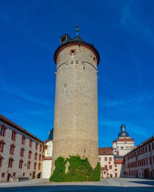 Wurzburg, Almanya 'daki Marienberg kalesinin iç avlusu..